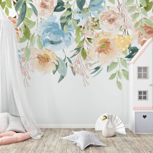 Colourful florals pattern peel and stick wall mural