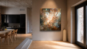 Trendy wall art in modern household setting