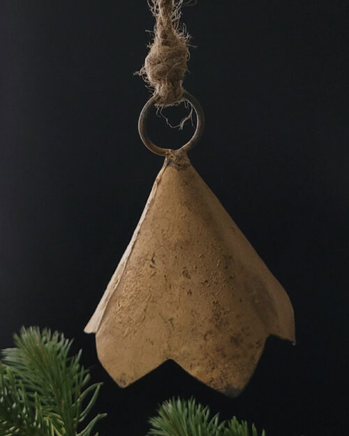 Distressed brass bell christmas tree decor ornament