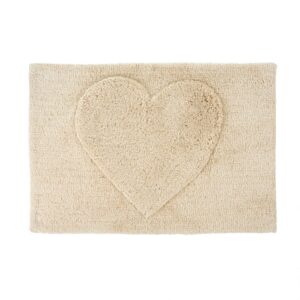 Cotton bath mat with large heart