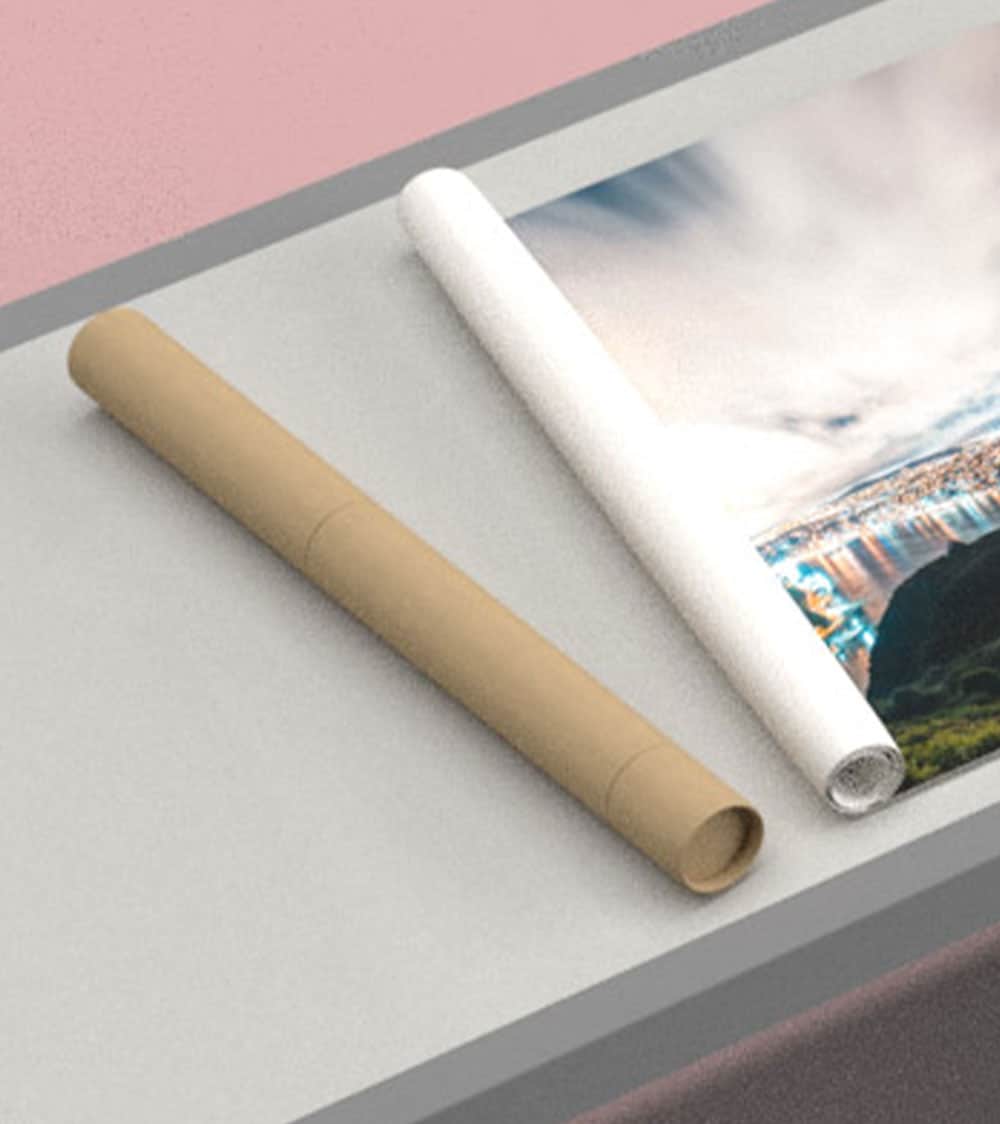 rolled canvas shipped in heavy duty protective tube