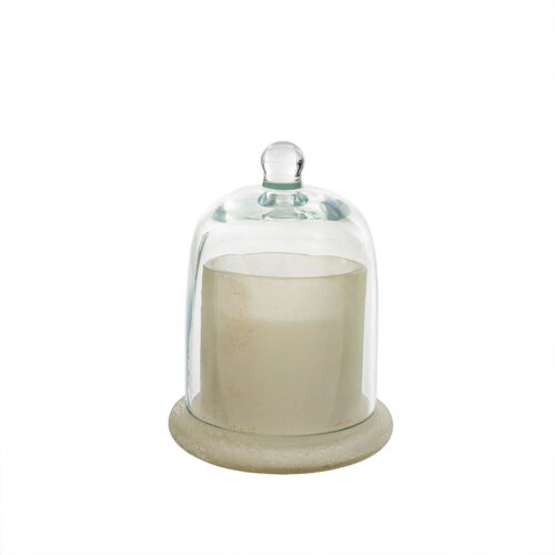 Small cloche candle frosted white