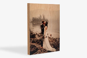 Custom wood print wedding photo printed on wood